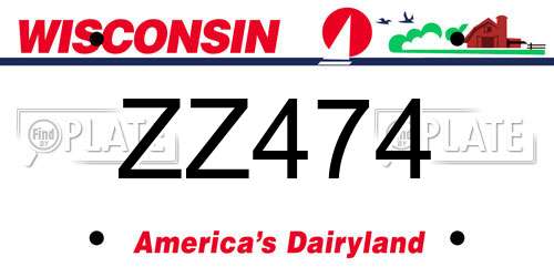 ZZ474 Wisconsin License Plate