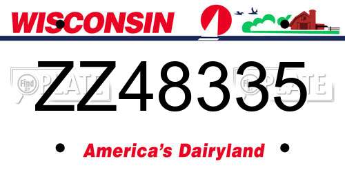 ZZ48335 Wisconsin License Plate