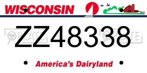 ZZ48338 Wisconsin License Plate