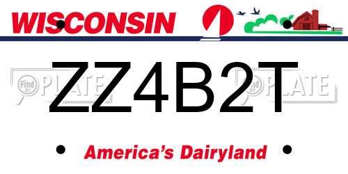 ZZ4B2T Wisconsin License Plate