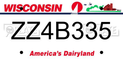 ZZ4B335 Wisconsin License Plate