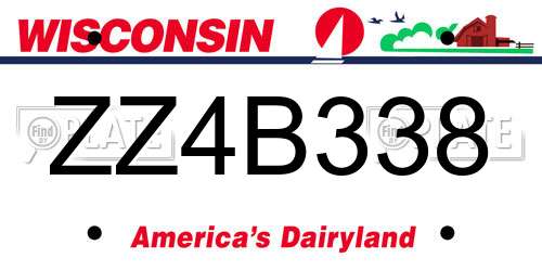 ZZ4B338 Wisconsin License Plate