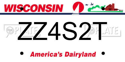 ZZ4S2T Wisconsin License Plate