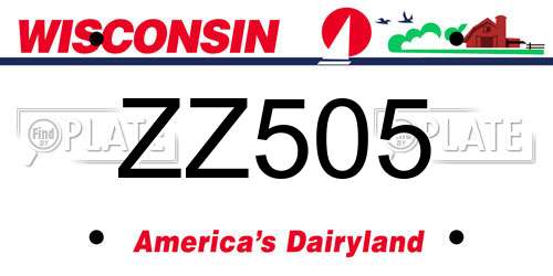 ZZ505 Wisconsin License Plate