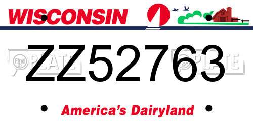ZZ52763 Wisconsin License Plate