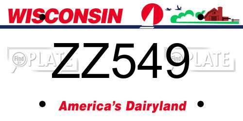 ZZ549 Wisconsin License Plate