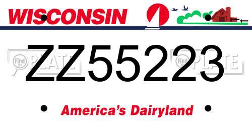 ZZ55223 Wisconsin License Plate