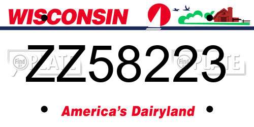 ZZ58223 Wisconsin License Plate