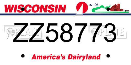 ZZ58773 Wisconsin License Plate