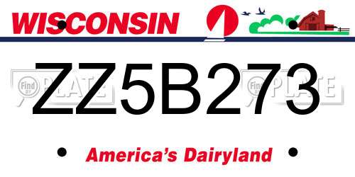 ZZ5B273 Wisconsin License Plate