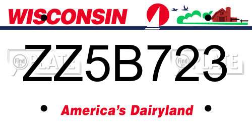 ZZ5B723 Wisconsin License Plate