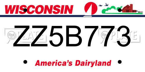 ZZ5B773 Wisconsin License Plate