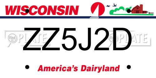 ZZ5J2D Wisconsin License Plate