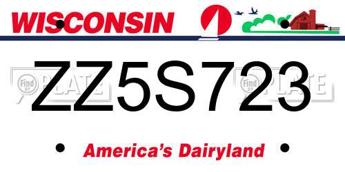 ZZ5S723 Wisconsin License Plate