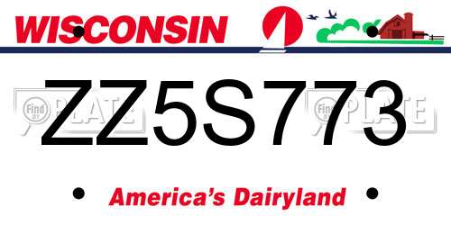 ZZ5S773 Wisconsin License Plate