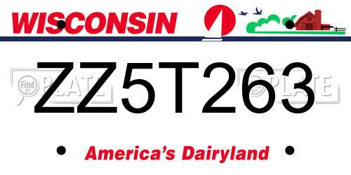 ZZ5T263 Wisconsin License Plate