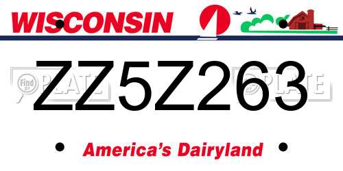 ZZ5Z263 Wisconsin License Plate