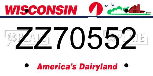 ZZ70552 Wisconsin License Plate