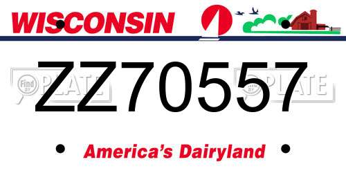 ZZ70557 Wisconsin License Plate