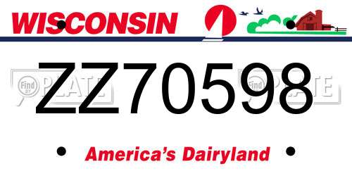 ZZ70598 Wisconsin License Plate