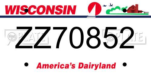 ZZ70852 Wisconsin License Plate