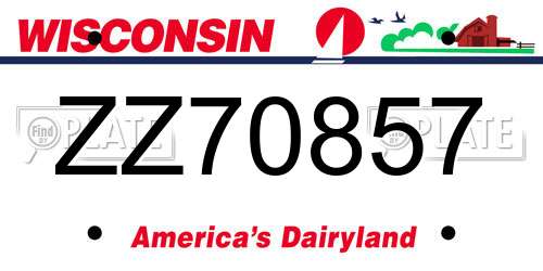 ZZ70857 Wisconsin License Plate