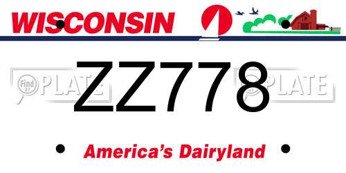 ZZ778 Wisconsin License Plate
