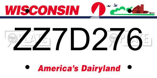 ZZ7D276 Wisconsin License Plate
