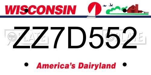 ZZ7D552 Wisconsin License Plate