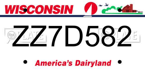 ZZ7D582 Wisconsin License Plate