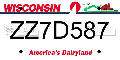 ZZ7D587 Wisconsin License Plate