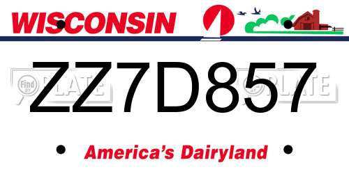 ZZ7D857 Wisconsin License Plate