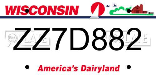 ZZ7D882 Wisconsin License Plate