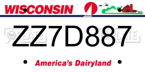 ZZ7D887 Wisconsin License Plate