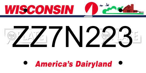 ZZ7N223 Wisconsin License Plate