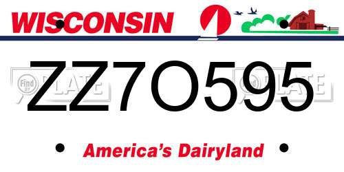 ZZ7O595 Wisconsin License Plate