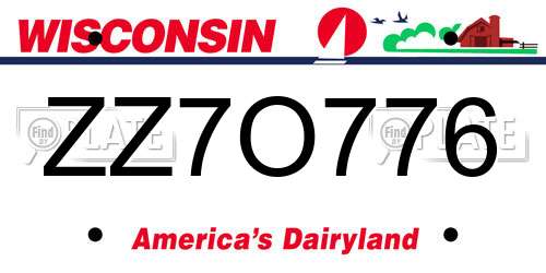 ZZ7O776 Wisconsin License Plate