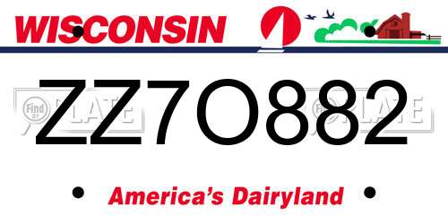 ZZ7O882 Wisconsin License Plate