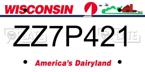 ZZ7P421 Wisconsin License Plate