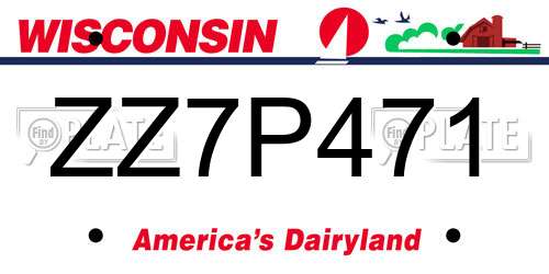 ZZ7P471 Wisconsin License Plate