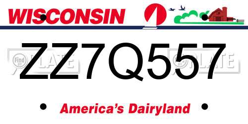 ZZ7Q557 Wisconsin License Plate