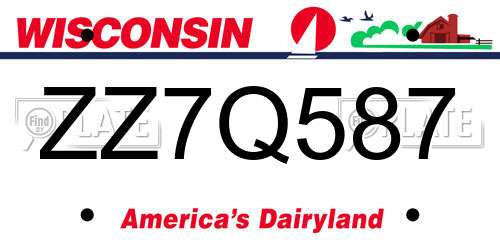ZZ7Q587 Wisconsin License Plate