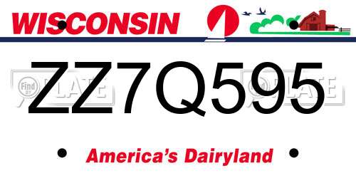 ZZ7Q595 Wisconsin License Plate