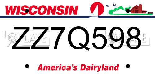 ZZ7Q598 Wisconsin License Plate