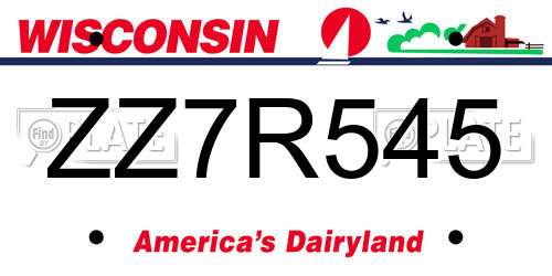 ZZ7R545 Wisconsin License Plate
