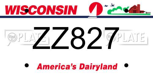 ZZ827 Wisconsin License Plate