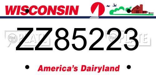 ZZ85223 Wisconsin License Plate