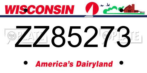 ZZ85273 Wisconsin License Plate