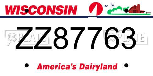 ZZ87763 Wisconsin License Plate