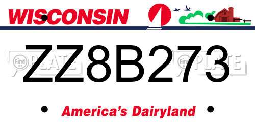 ZZ8B273 Wisconsin License Plate